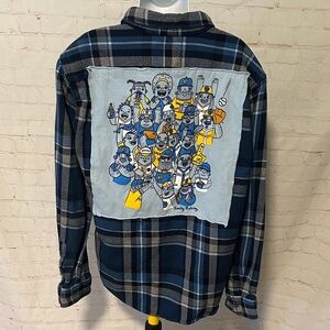 Milwaukee Brewers Emily Balsley Upcycled Tee Flannel Sz XL